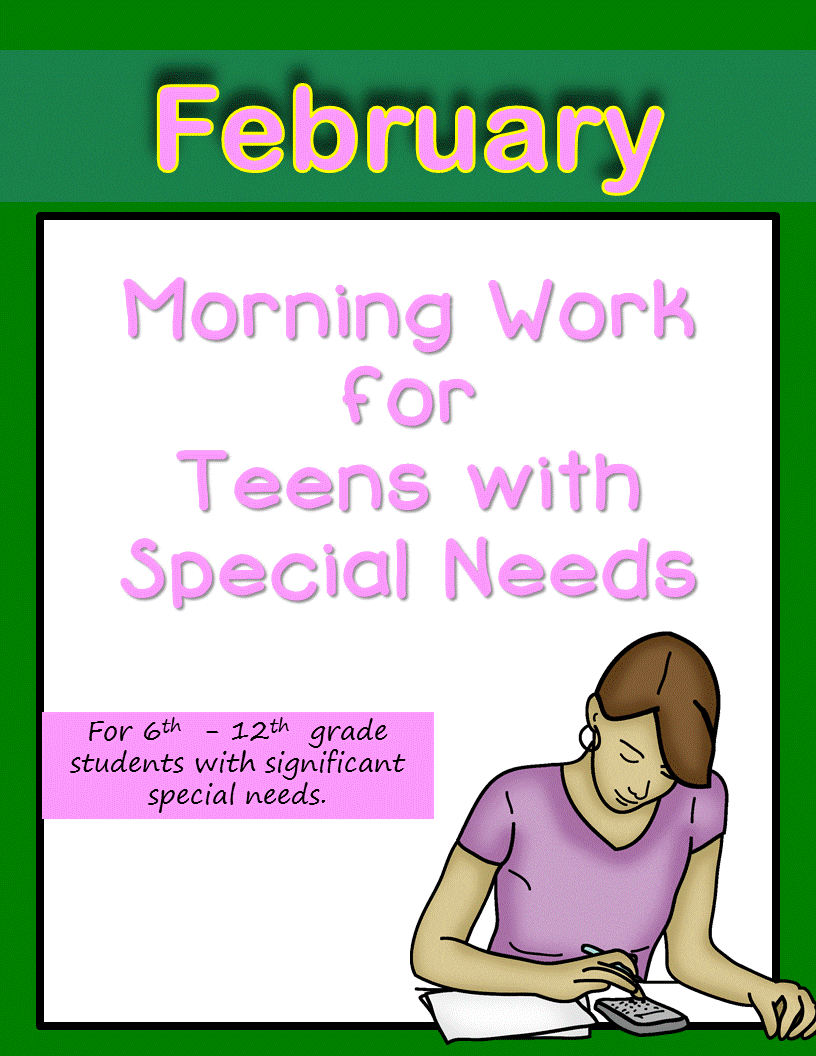 Morning Work for teens with special needs february