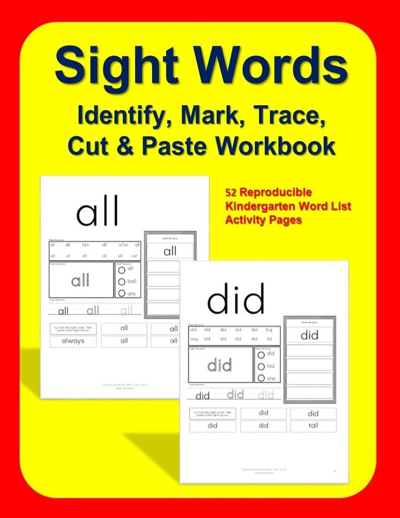Sight words wrokbook copy and trace
