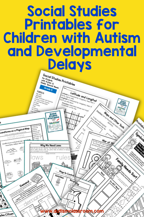 Social Studies printables for children with autism