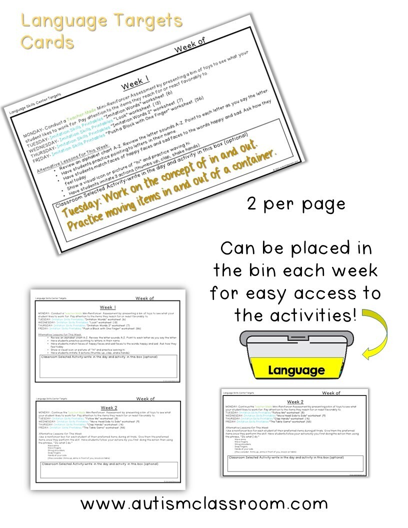 language skills center cards 2 PREVIEW