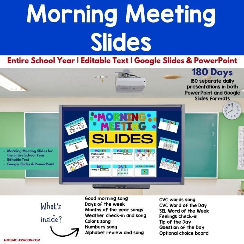 morning meeting slides autism classroom
