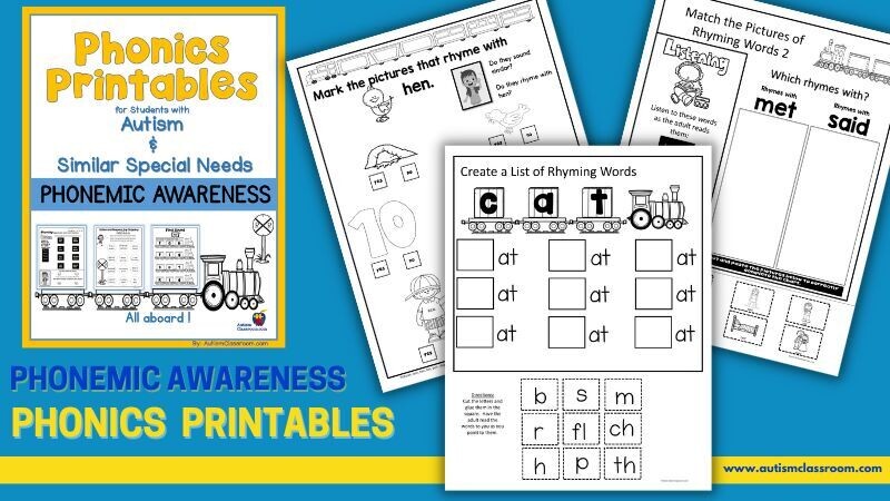 phonics worksheets for kindergarten special education