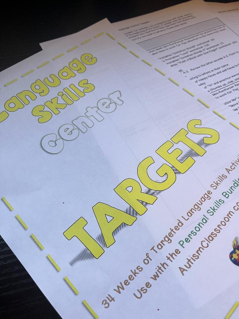 september language targets with 34 weeks of ideas