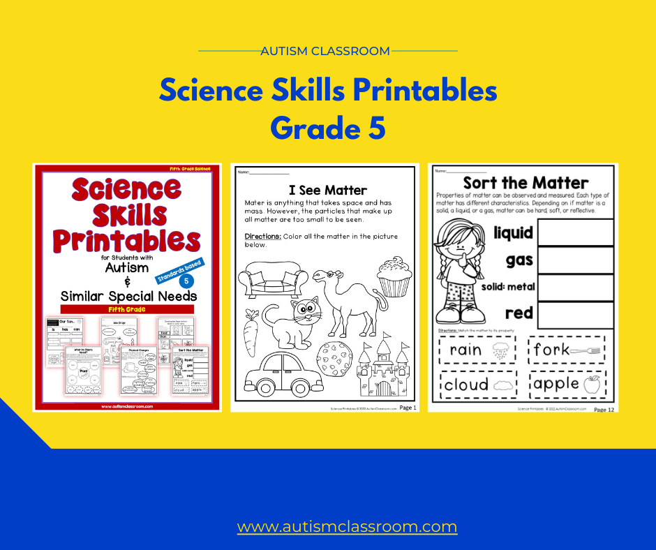 special needs science worksheets