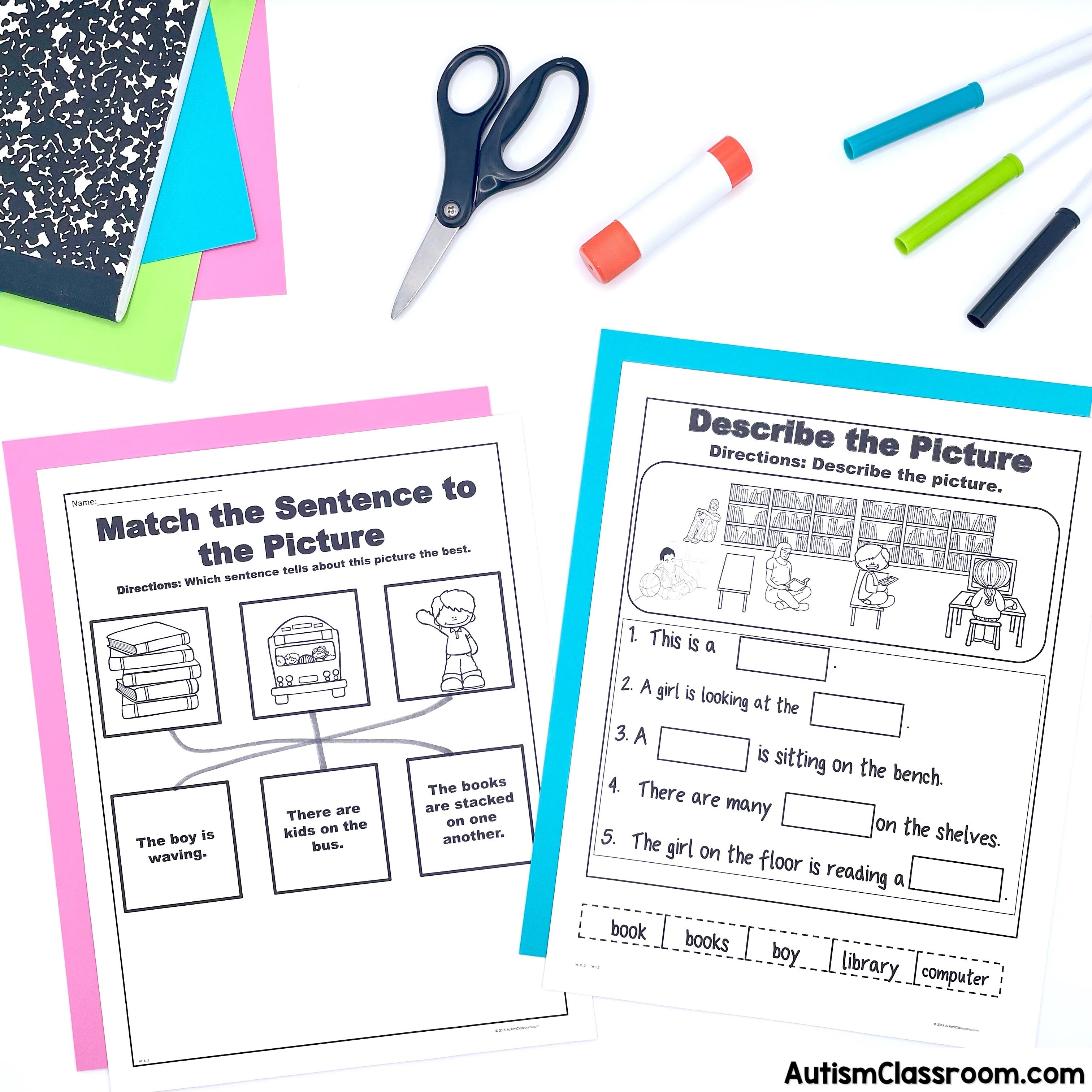 writing skills printables autism