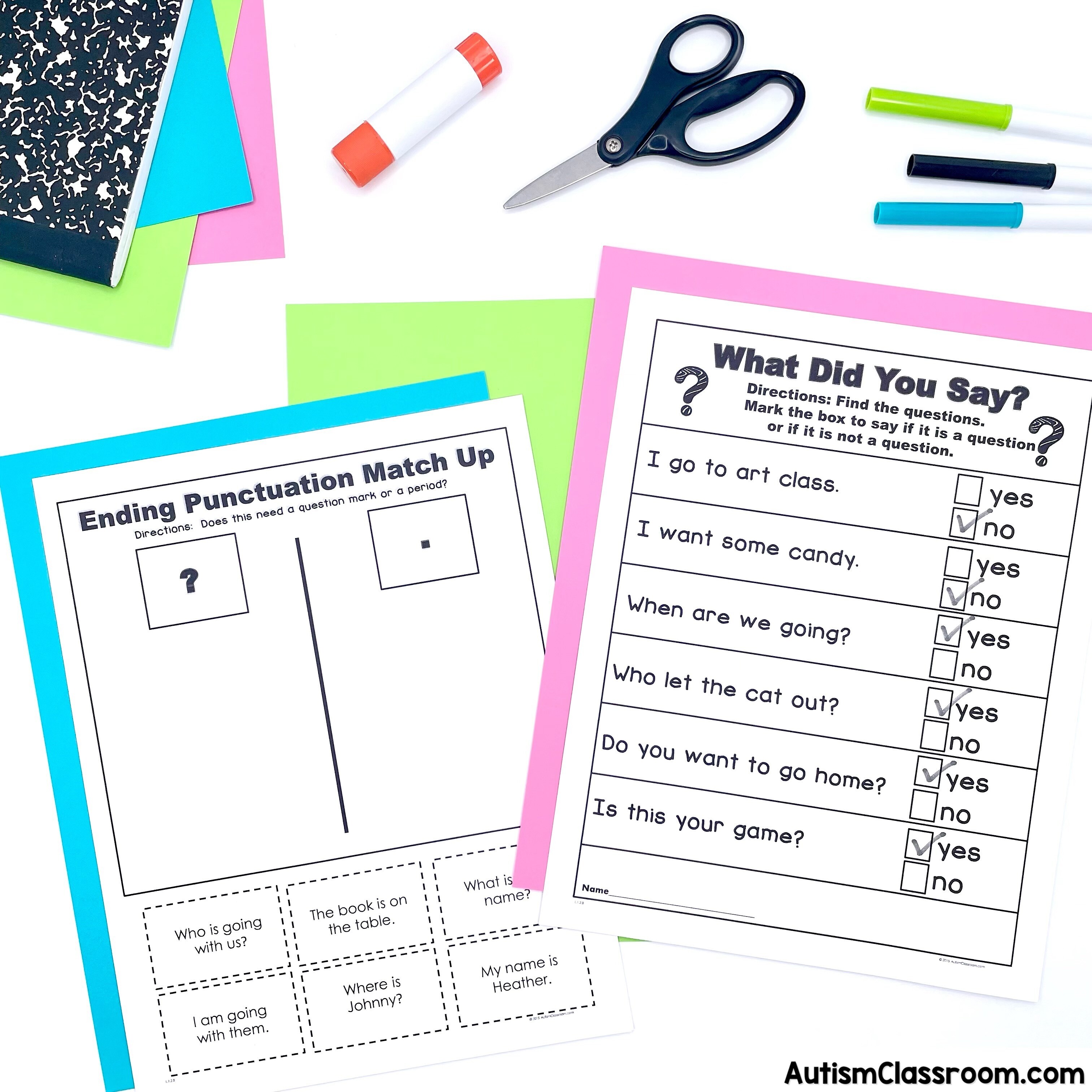writing skills printables autism 2