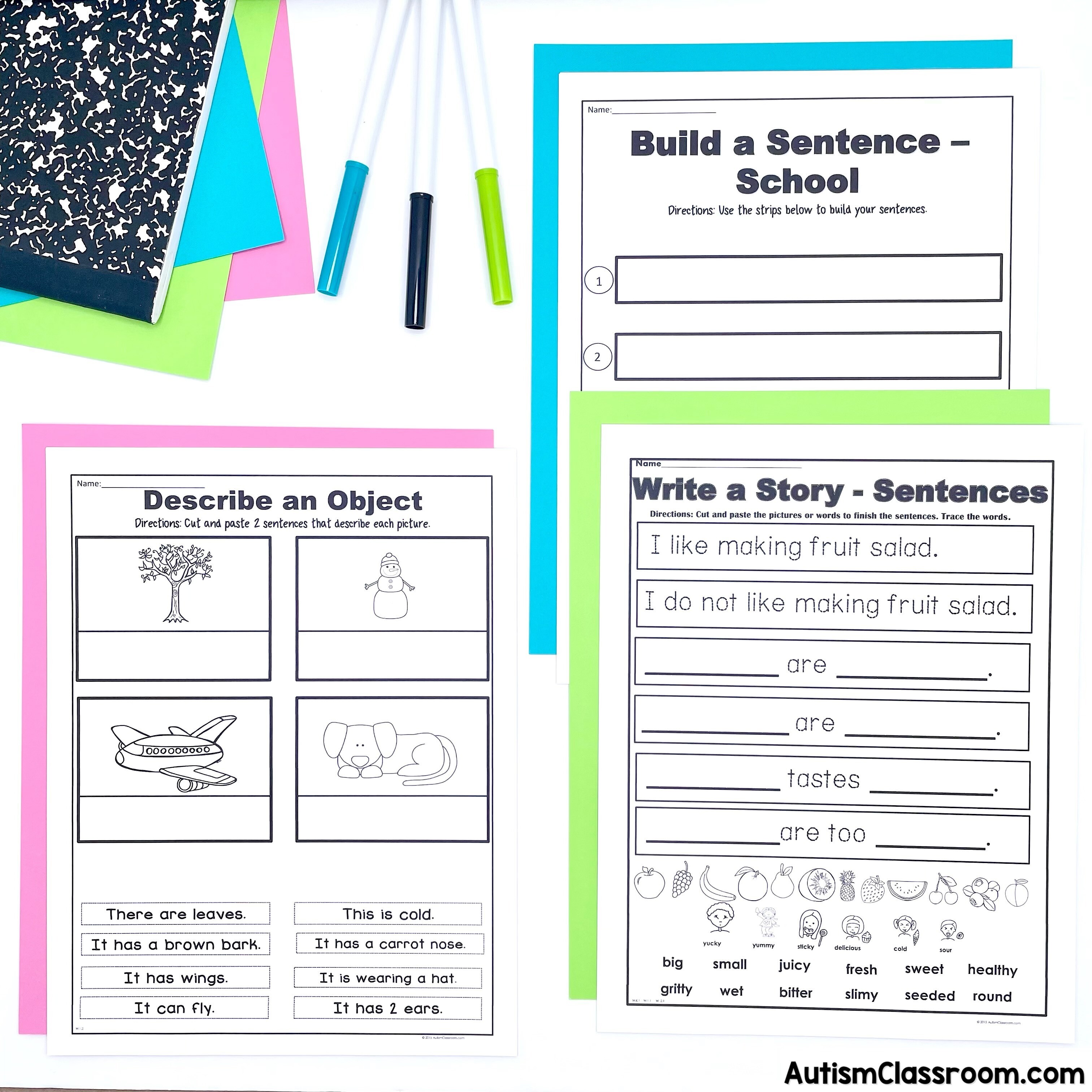 writing skills printables autism 3
